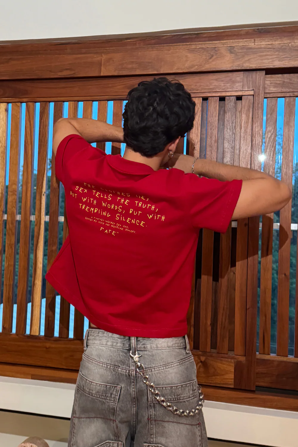 Clothes Lie Crop Tee Red - Image 4