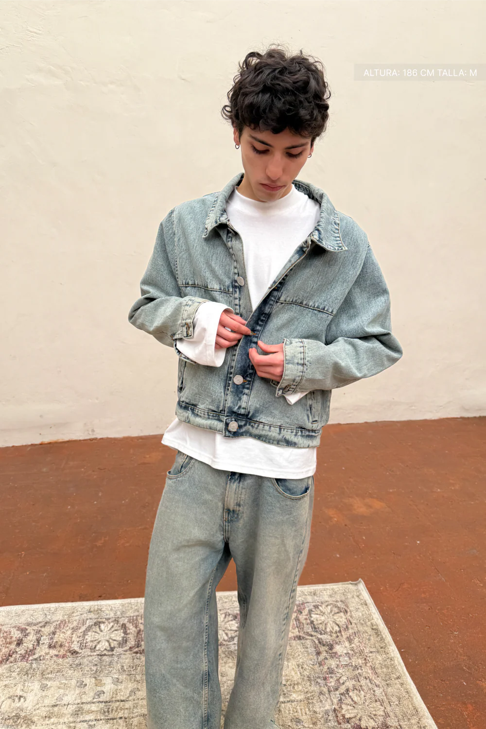 Denim Jacket Dirty Washed Blue - Image 2