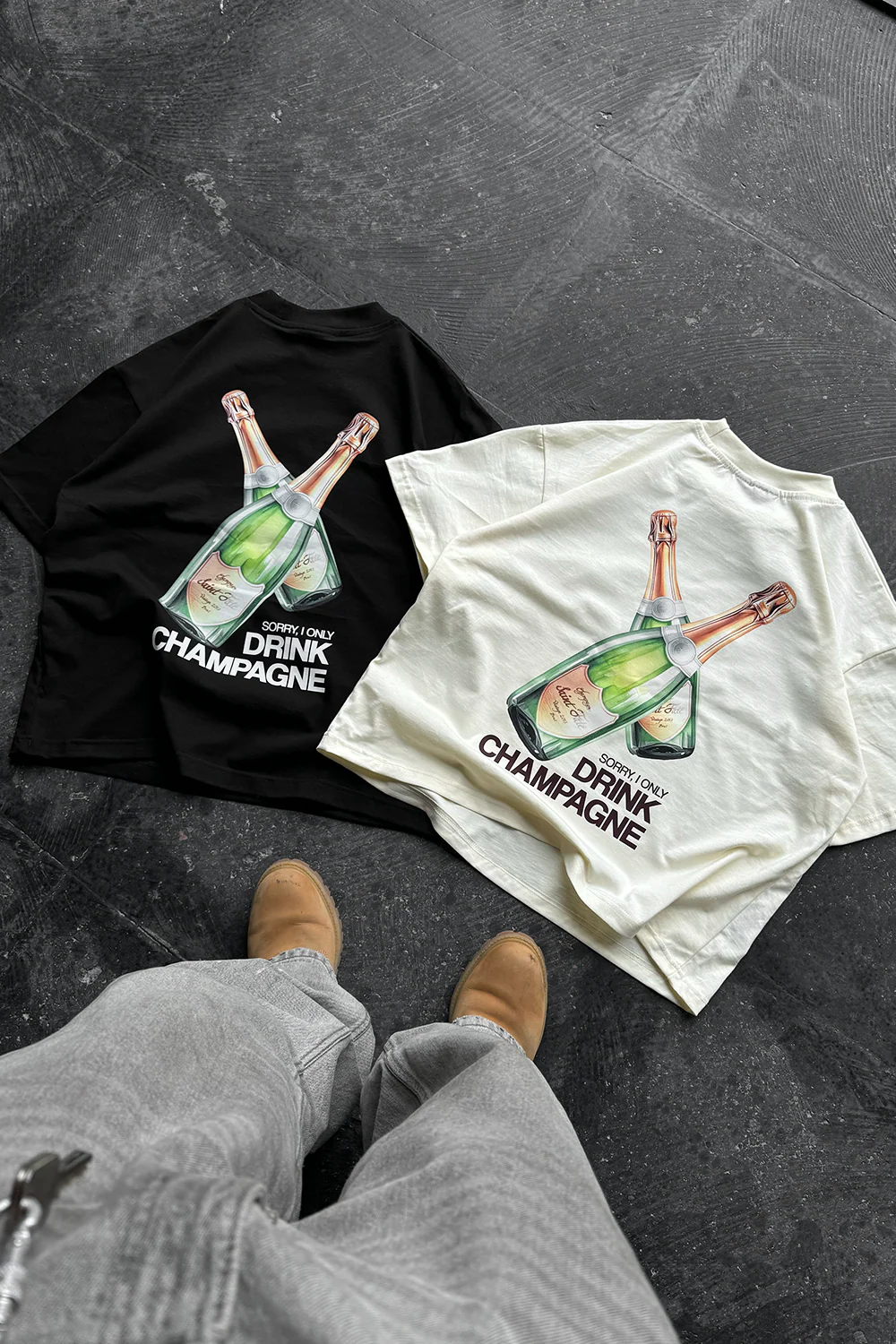 Drink Champagne Tee Ivory - Image 4