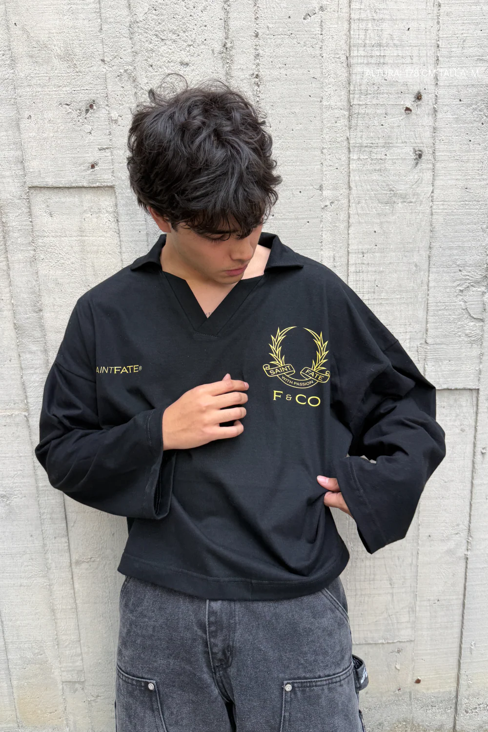F & CO Longsleeve Polo Black - Image 2