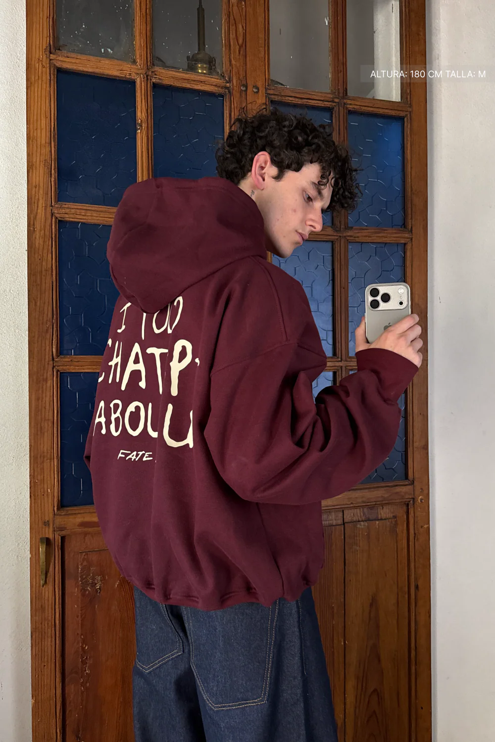 I Told Chat Hoodie Burgundy - Image 2