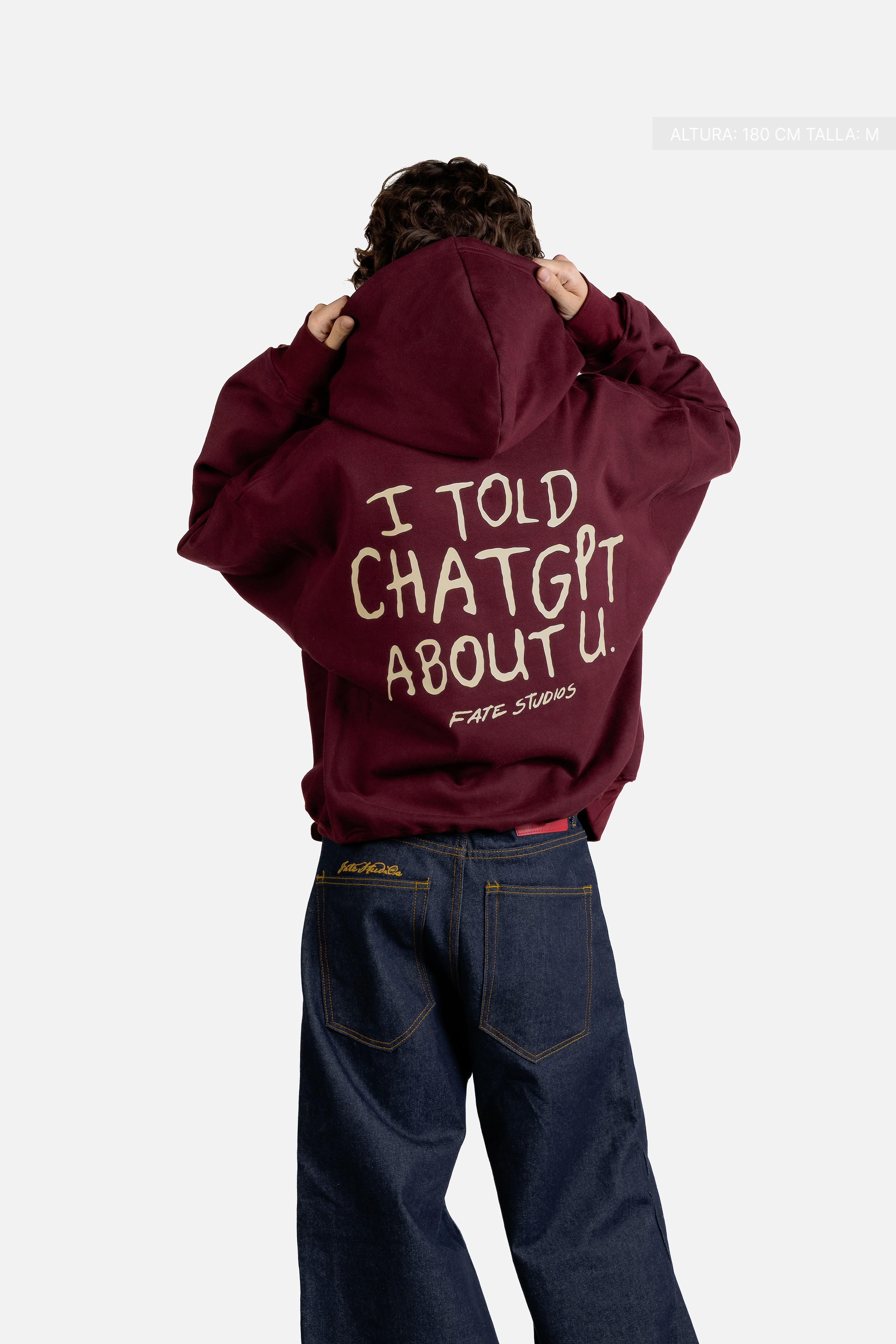 I Told Chat Hoodie Burgundy - Image 6